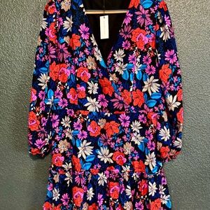 New w/ Tags Plus Size 1X SUGAR+LIPS Ultra Flora Mariko Surplice Mini Dress